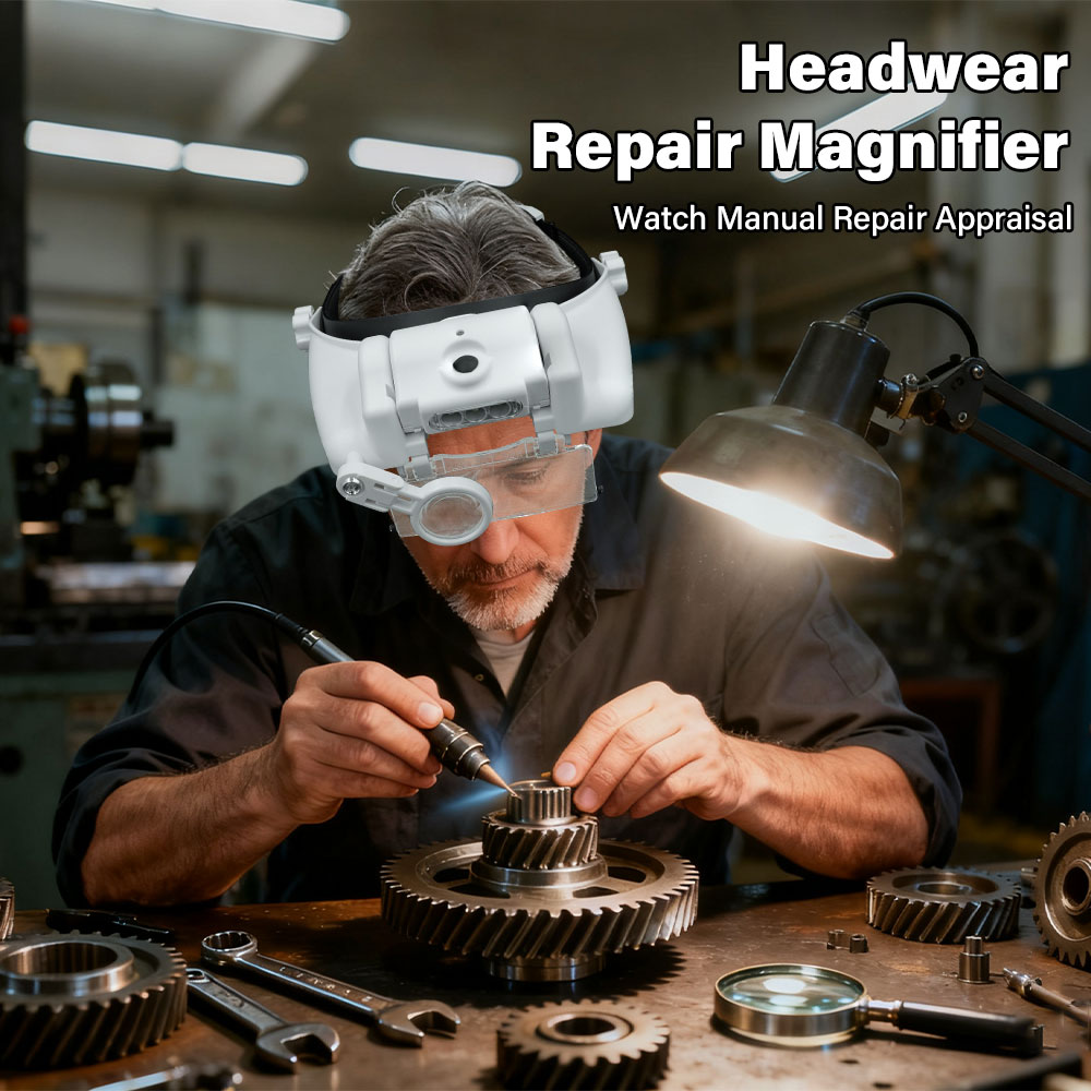 Electronics Repair Glasses - Stirnband-Lupe mit LED-Beleuchtung USB-Aufladbare Lupe Uhrmacher-Reparaturwerkzeug